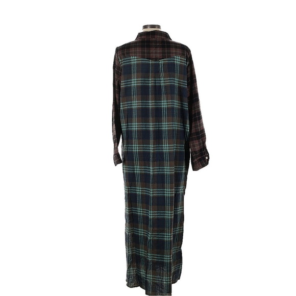 Natural Life 100% Cotton Flannel Esme Plaid Long Maxi Shirt Dress Navy Large - Picture 4 of 8